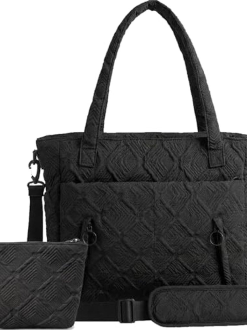 Lightweight Puffy Tote Bag with Compartments Shoulder Bag Handbag for Travel